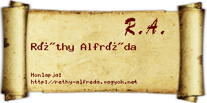 Réthy Alfréda névjegykártya